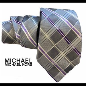 𝅺MICHAEL Michael Kors gray purple 100% silk tie